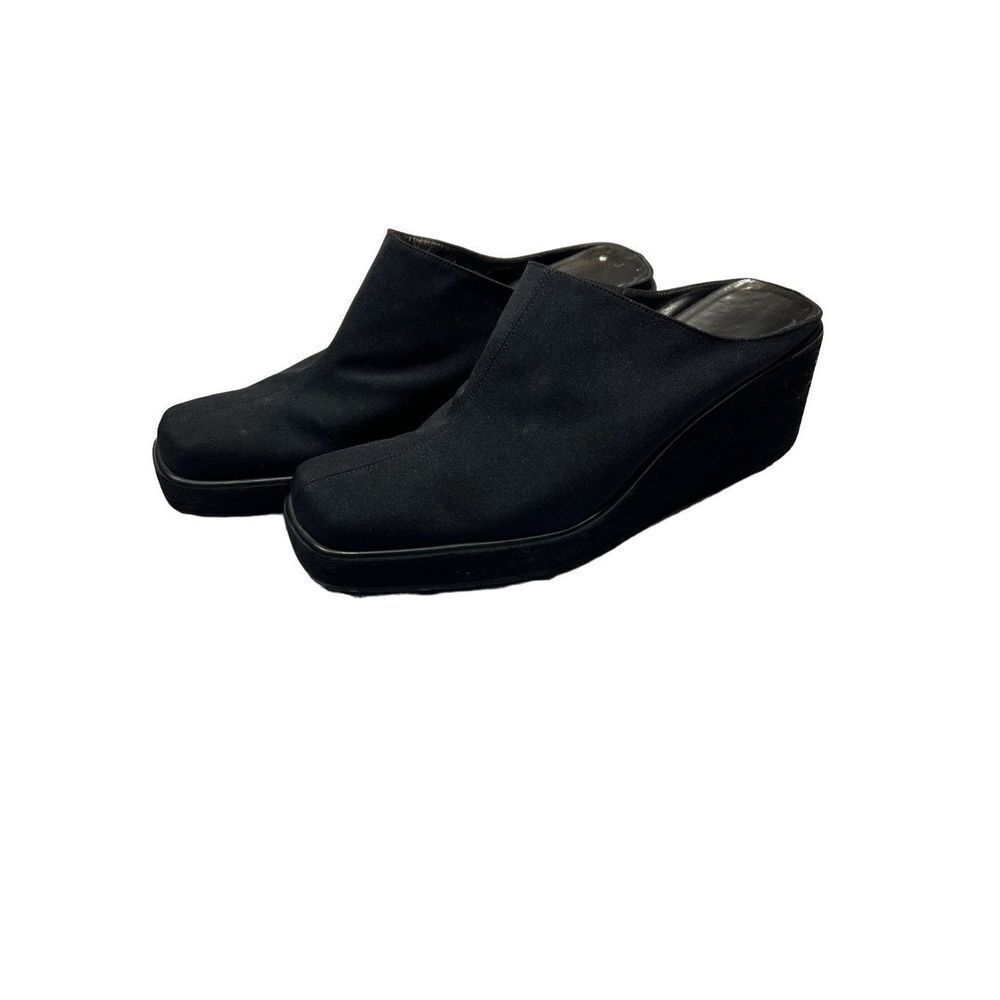 Salvatore Ferragamo Womens Slip On Square Toe Wedge Heel Mule Black Size 8.5